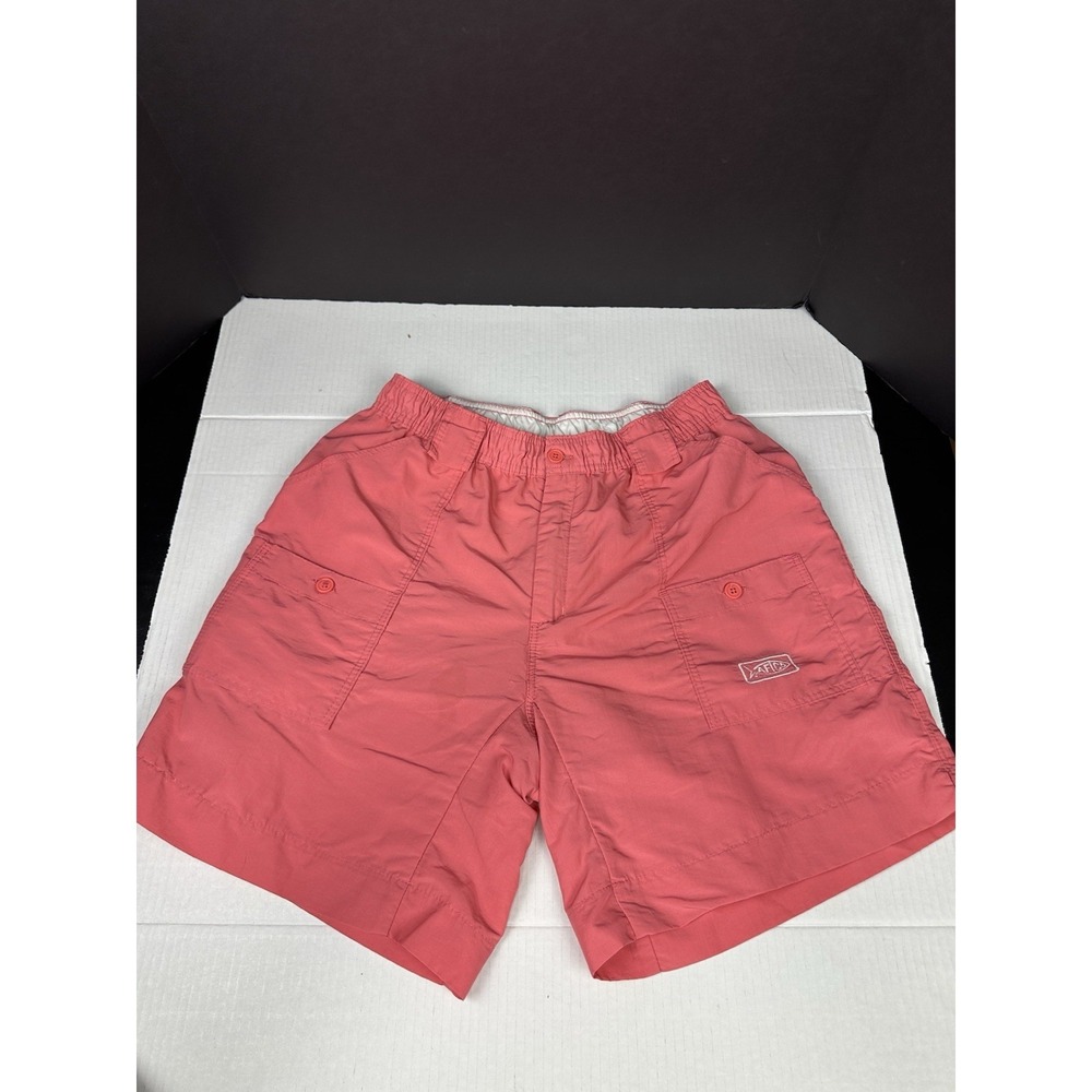 AFTCO Original Fishing Shorts Mens 34 Long Coral Cargo Swim M01L 8" Inseam